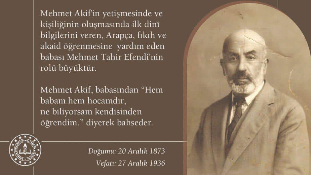 İstiklal Şairimiz Mehmet Akif Ersoy'un ebediyete intikalinin 85. yıl dönümü